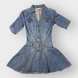 Denim Button-Up Dress – 2000s Fit & Flare Mini